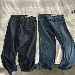 DKNY Women's Straight Leg Jeans in Dark and Medium Blue